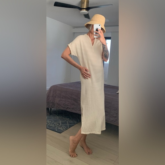 It Is Well Mandarin Gauze Dress in Natural size S - Picture 2 of 13